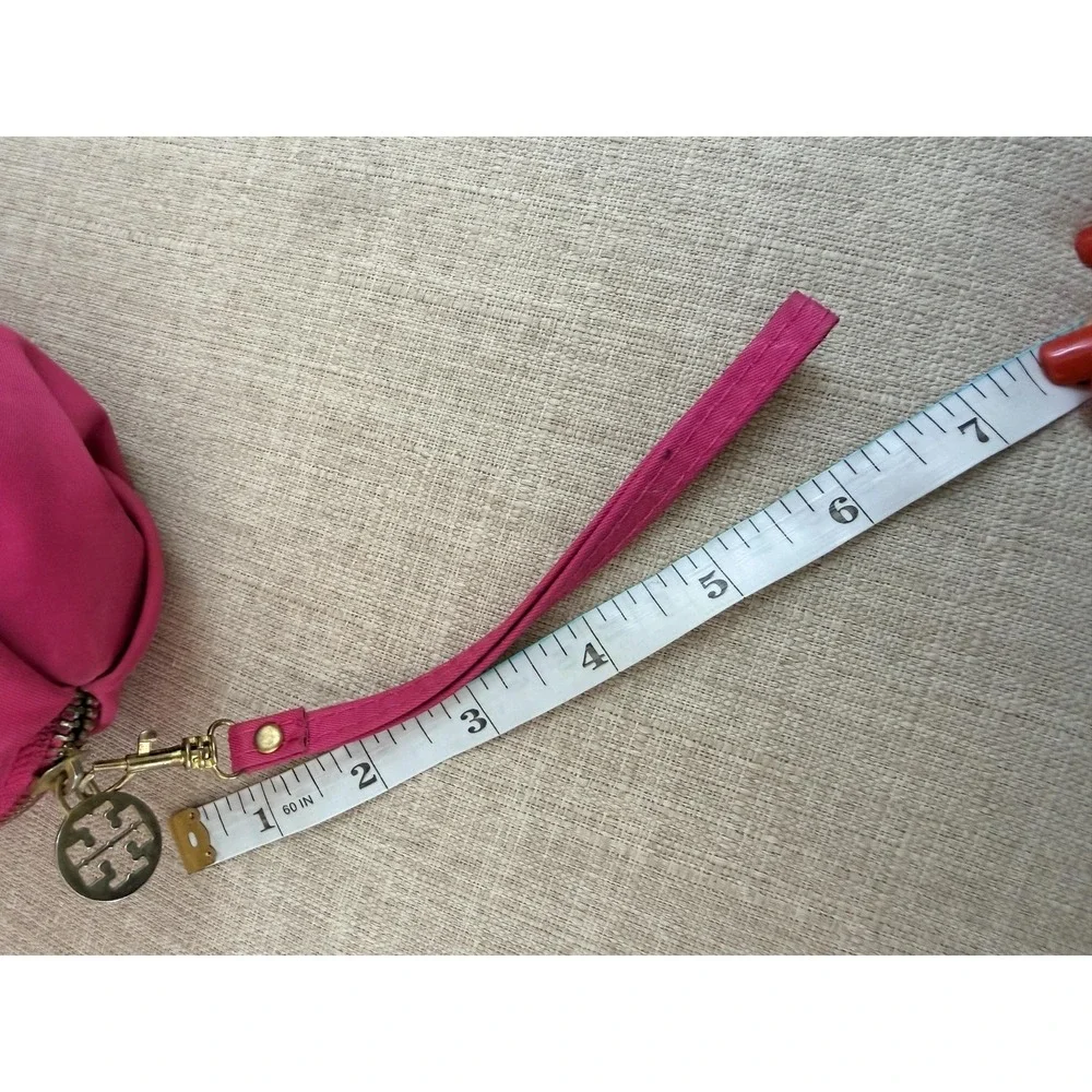 Tory Burch Clutch Wristlet Bag Womens Small Pink Nylon Zip Travel Makeup Bag